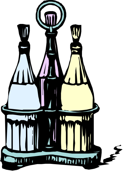The illustration shows a cartoon of three bottles on top of each other with different colored caps: purple at the bottom, yellow in the middle, and blue at the top; all sitting next to an open book that appears closed due to perspective distortion.