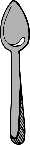 The black and white illustration shows a spoon with an eye on it peeking out from behind what appears to be a checkered patterned curtain in front of which is another image that looks like a silverware drawer, creating a layering effect where one can see through multiple layers into the background.