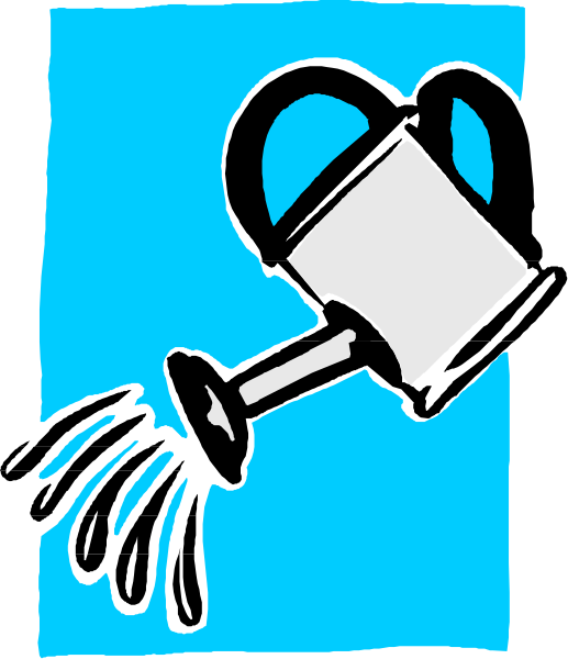 The image shows a blue sign with an illustration of a watering can pouring liquid onto it from above; there is no visible text on the sign itself but in front of it stands a black silhouette figure holding what appears to be a bucket, which has been filled by this action and now contains oil.