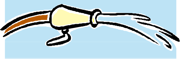 The image shows a cartoon of an animal with its head sticking out from underwater water while swimming towards land on what appears to be a surfboard-like object in midair above it.