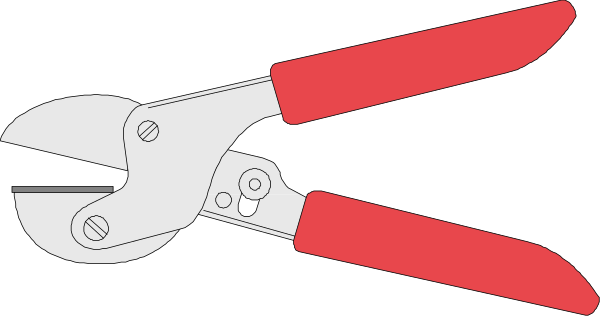 The image shows a pair of red pliers with black handles against a white background.