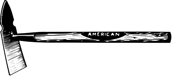 The black and white bumper sticker features a hammer with an American flag design on it.