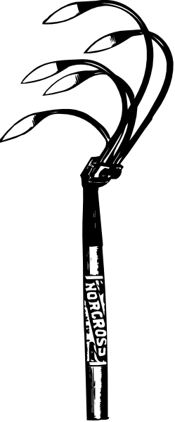 The image shows a black silhouette of an ice hockey goalie's stick against a dark background with white highlights on its surface to indicate movement through water droplets.