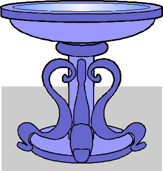 The image shows a purple pedestal sink with an intricate design on its sides placed next to another similar object that is smaller in size but has no visible details due to being cropped out of view; both objects have decorative legs and appear to be made from porcelain or ceramic material.