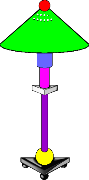 The image shows a colorful Christmas tree with various decorations on top of it placed next to what appears to be an easel displaying different colored balls in motion against a dark background.