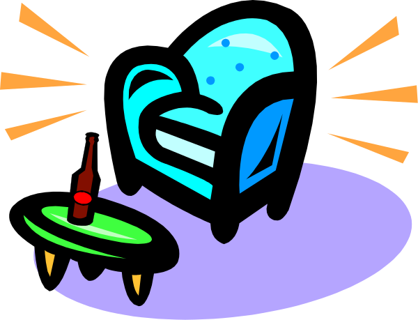 The image shows a cartoon of an alien character sitting on top of what appears to be a couch with its legs crossed in front of it; next to this figure is a small green plant that looks like a mushroom, and there's also another object resembling a candle or light bulb.