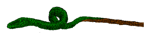 The image shows a simple line drawing of an abstract landscape with wavy lines representing hillsides on either side, suggesting depth in between them where there might be valleys or lowlands; no specific objects can be identified due to its minimalistic nature and lack of detail.