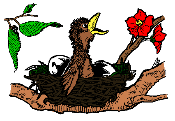 The image shows a pixelated graphic of an animated character holding three red flowers with green leaves atop their head while standing on what appears to be water; in front is another figure that seems like it's made up of various elements, including plants and possibly other objects or creatures, all set against the backdrop of blue sky.