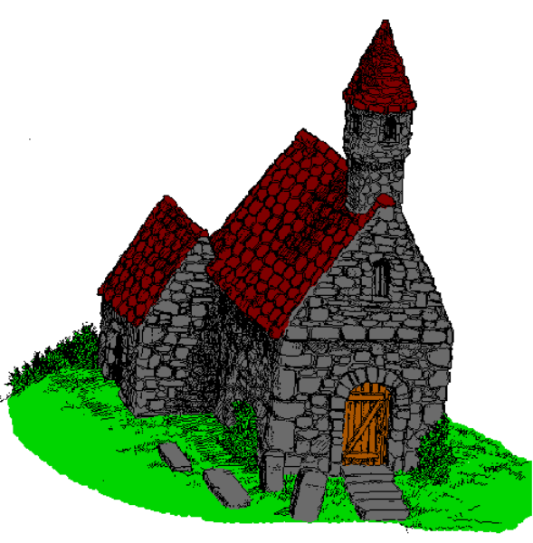 The images show a pixelated house with two different roofs: red for the top left corner of the first frame and green in the bottom right corner of the second frame.