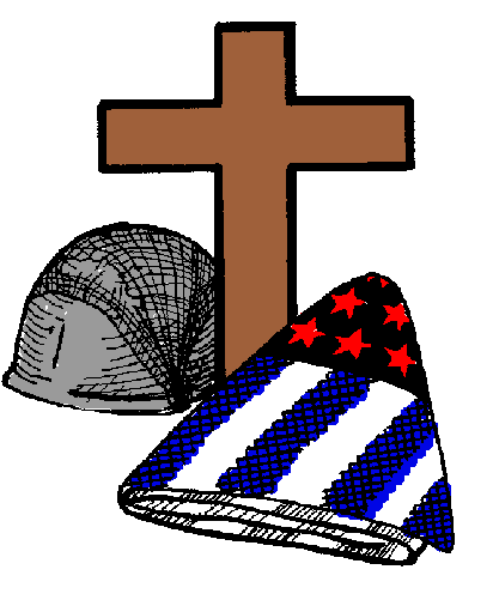 The image shows a Christian cross with various items at its base: two candles (one red), an open book that appears to be a Bible, a small statue of Mary holding baby Jesus, a rosary, and what looks like a piece of chocolate or candy in blue wrapping paper.