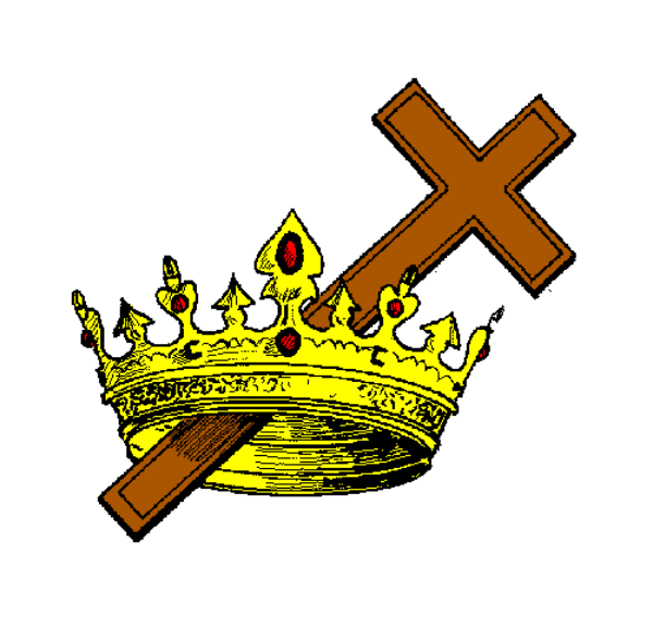 The image shows a pixelated representation of an object that resembles a crown with crosses on top placed next to what appears to be another item which is also represented in pixels but it's unclear exactly what this second item represents due to its abstract nature and lack of detail, set against a plain white background.