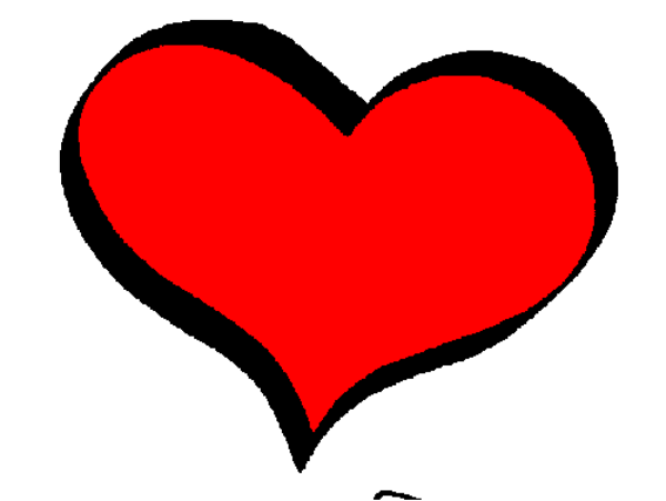 The image shows a red heart with an outline of two hearts overlapping each other against a white background.
