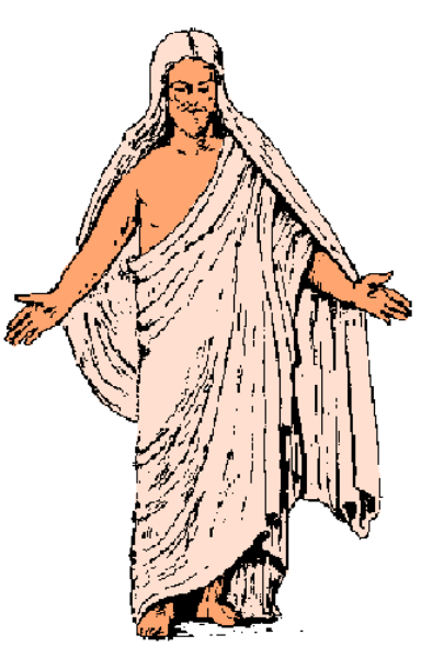 The image shows a person walking with their arms outstretched against an abstract background that resembles watercolor brush strokes in shades of brown and white.