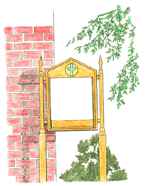 The image shows a stylized illustration of an indoor scene with furniture that includes what appears to be a chair on top left corner, possibly indicating seating for viewing something; in front is a small table which could serve as a surface for placing items like books or drinks during reading sessions; and next to the table there's a signboard-like structure. The background features an abstract representation of trees with green leaves at both ends on either side of what seems to be a red vertical object, possibly representing pillars in architecture. There is no text present within this image that provides additional context