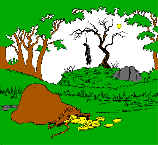 The image shows a pixelated depiction of an outdoor scene with two houses on either side; there is grass between them where some sort of creature appears to be digging up dirt near what looks like a small mound, and in front of one house stands another smaller figure that seems to resemble a person.