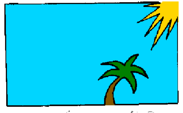 The image shows a blue banner with various colorful icons on it that represent different types of plants; there is no text present in this clip-art graphic.