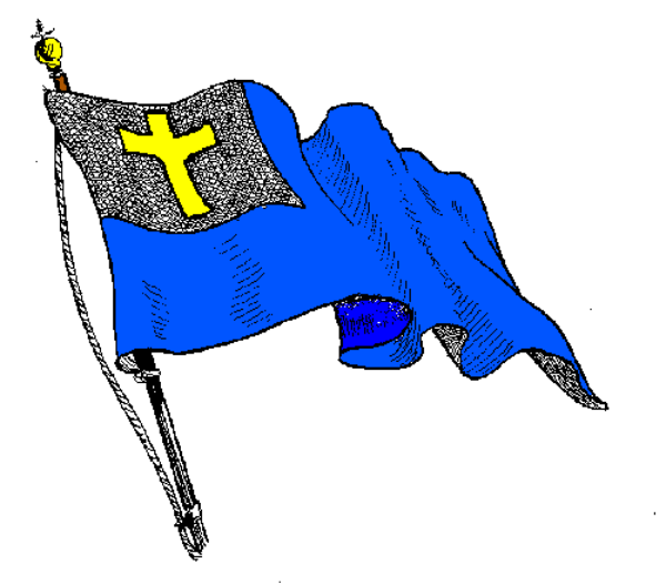 The image shows a pixelated flag with two flags on it: one blue representing Sweden (as indicated by its design) and another smaller flag that appears to be yellow but is too small for me to identify accurately, suggesting some form of national pride in both countries or regions represented herein.