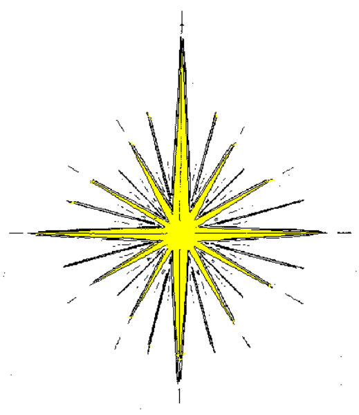 The image shows a simple graphic of an orange star with rays emanating from it against two different backgrounds: gray on top half and white in bottom half.