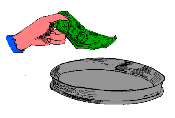 The image shows a collection of four different items: two shoes (one red and one blue), an orange cone with three sides visible, and what appears to be a gray mouse cursor on top right corner.