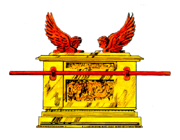 The image shows a cartoon of two devil heads with horns on either side above what appears to be an open box filled with gold coins.