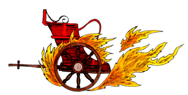 The image shows a fire with flames that resemble an abstract design of wings on either side; it is set against a plain background without any additional context provided in this description.