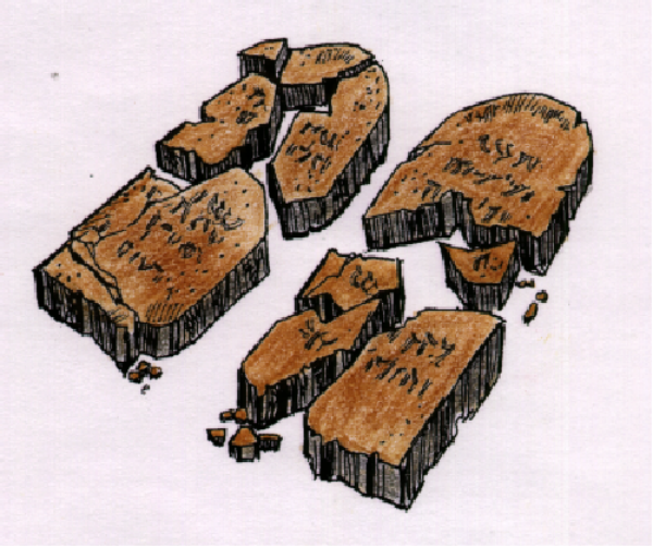 The image shows a collection of six brown rectangular blocks arranged on top of each other against a white background.