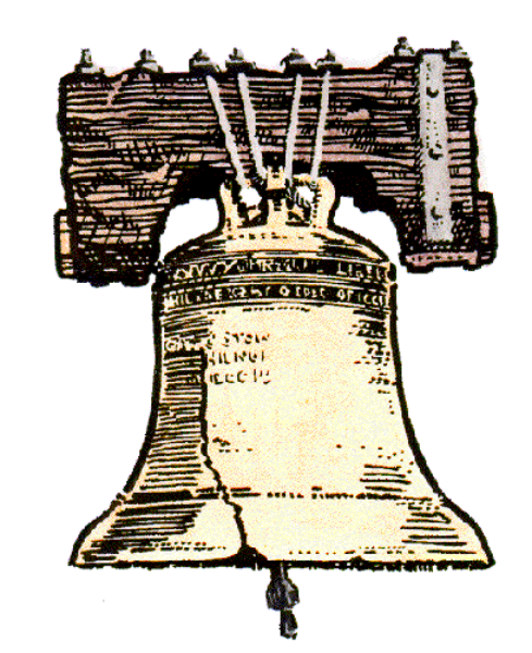 The image shows a bell with an intricate design hanging from it against a white background.