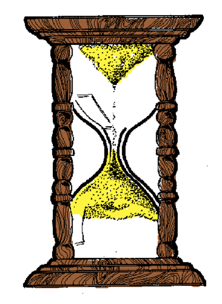 The image shows a clock with Roman numerals on it inside an emblem that resembles a shield-like design.