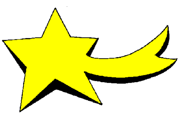 The image shows a white star with two crescent shapes on either side of it against a gray background.
