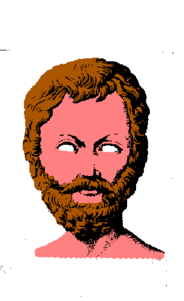 The image shows a pixelated representation of an adult male with facial hair against a plain background.