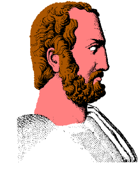 The image shows a pixelated representation of an adult male with facial hair against a plain background; he is depicted from behind his head to mid-torso level without any distinguishable features that would identify him as real person, and there's no text present in this clip art style illustration.