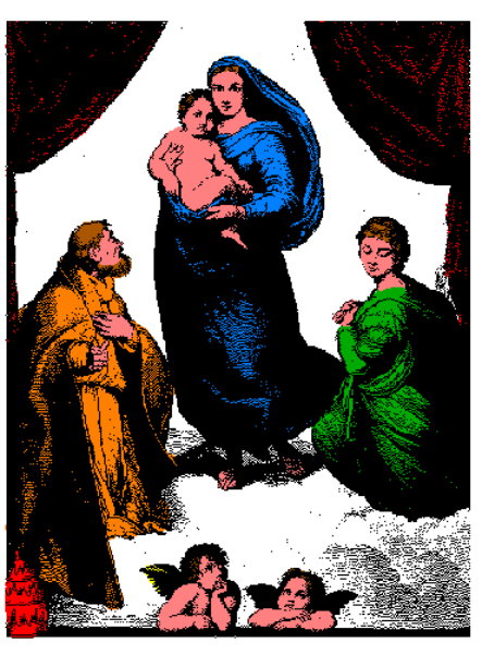 The image shows a colorful illustration of three characters standing under an umbrella with two figures on either side; in front is one figure facing forward while another faces away from us both holding what appears to be a book, and behind them stands a third character looking downward towards the viewer.