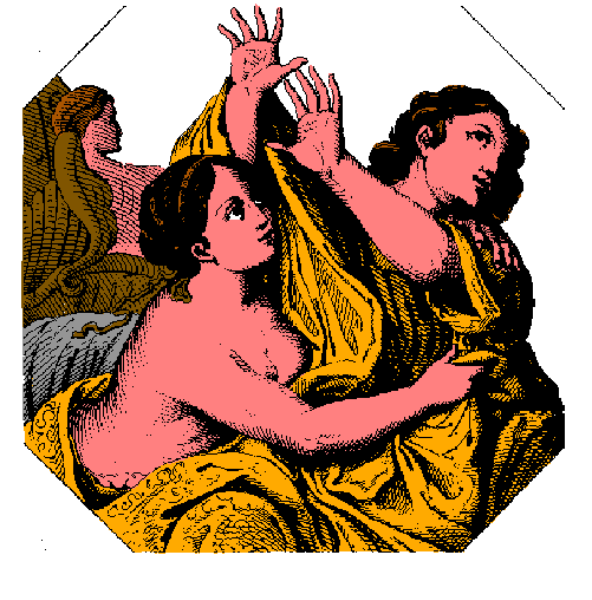 The images show a pixelated representation of two characters: on top left, there is an animated character with red hair holding what appears to be fire in their hands; below right, another animated character wearing blue clothing stands next to a large pile that resembles gold or treasure chests.