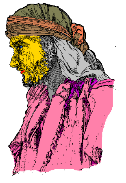The image shows a pixelated character with brown hair wearing glasses standing next to an object that resembles a pink flower on top of what appears to be a purple surface in front of them.
