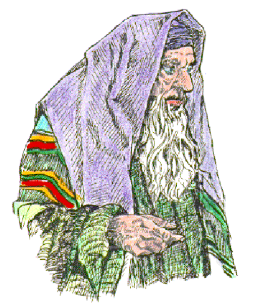 The image shows a person wearing traditional clothing with an emblem on their chest, standing against what appears to be a purple background that could represent flowers due to its coloration.