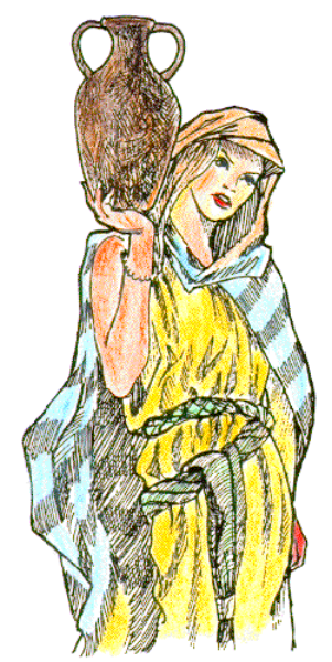The image shows a person standing with their back to us; we can see only from behind as if looking at them through an opening in another object like a door or window frame.