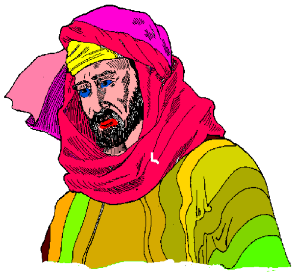The image shows two identical portraits of a person wearing an orange jacket with yellow sleeves against a white background; there is no text present in this clip-art image.