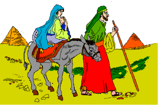 The image shows a cartoon of three characters riding horses through an outdoor scene with trees and grasses around them; it appears to be from a video game due to its pixelated quality.