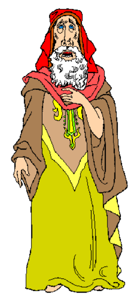 The image shows a cartoon of an animated character with long hair standing next to what appears to be a person wearing a red mask over their face; both characters seem to have yellow clothing on them.