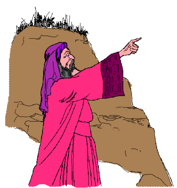 The images show a pixelated representation of two figures: on top, there is an animated character with purple hair wearing red robes standing next to what appears to be a large stone block; below that image, another figure in similar attire but without any visible face or head stands behind the same rock.