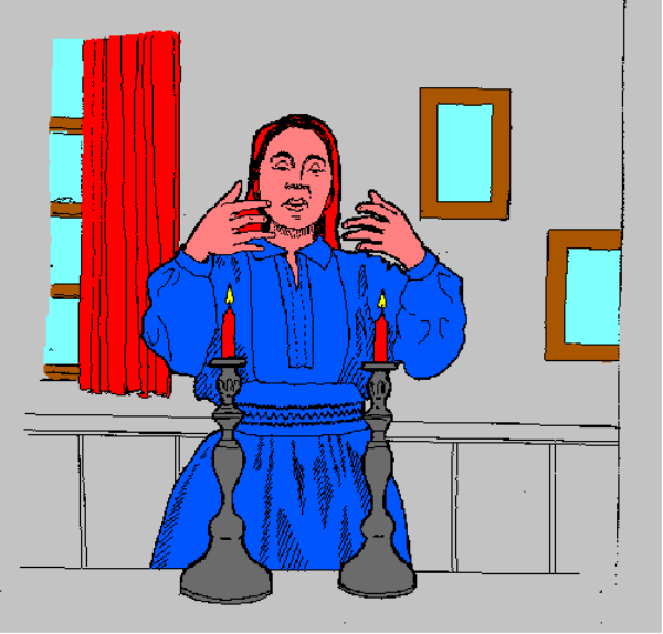 The image shows a pixelated character standing next to an open door with red curtains inside what appears to be a room in a building labeled "Hospital."