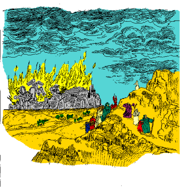 The images show a pixelated representation of two different scenes:

1) Top left - A landscape with trees under what appears to be an overcast sky; there is no visible text in this image.