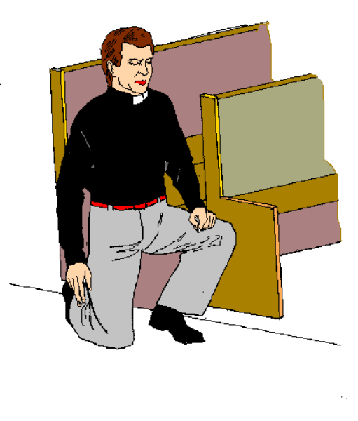 The image shows a man sitting on an armchair with his legs crossed over each other; he is wearing a dark shirt and light pants. Behind him stands what appears to be a television screen displaying static noise, suggesting it might represent interference in communication devices like TVs or radios.