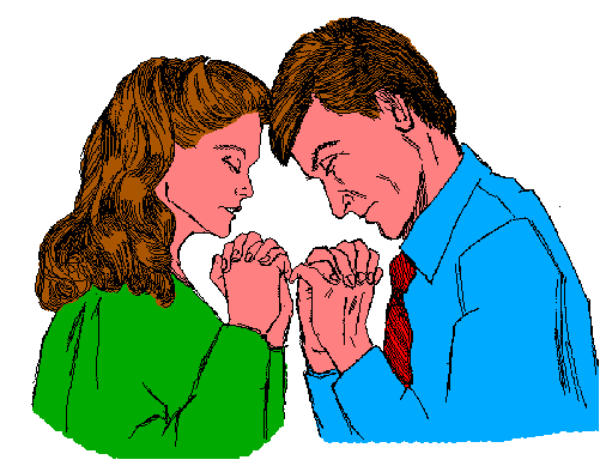 The image shows a pixelated representation of two cartoon characters hugging each other with their faces close together; there is no text present in this small clip-art image.