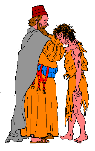 The image shows two animated characters dressed as ninjas standing close to each other with their arms around a third character who is also in an orange outfit; all three appear to be engaged in some sort of interaction within what looks like a dojo setting, indicated by the presence of martial arts equipment and mats.