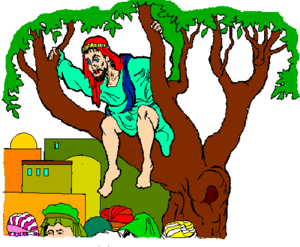 The image shows a colorful pixelated tree with branches extending outward from its trunk, set against what appears to be an outdoor background that includes other trees in various shades of green and brown tones.