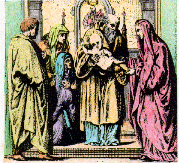 The image depicts a group of stylized figures that appear to be religious icons within an architectural structure resembling a church interior with columns and arches; there is no text present in this clip-art illustration, which focuses on iconography commonly associated with Christian art.