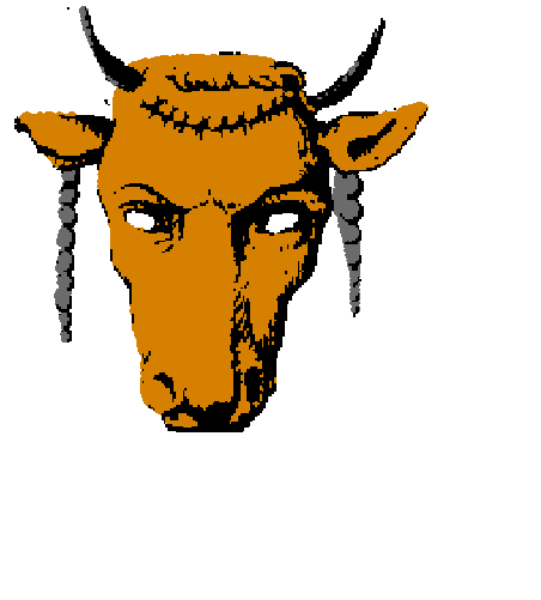 The image shows a closeup of an animal's head with horns against a plain background; it is stylized in clip-art form without any additional context provided by other elements within this small frame.
