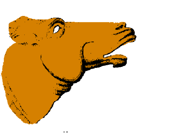 The image shows a simple graphic of an orange arrow pointing to its right side with two black dots on either end.