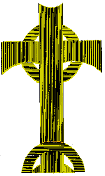 The image shows a cross with an emblem on it against a white background.